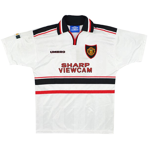 Camiseta Manchester United Replica Segunda Ropa Retro 1998 1999 Blanco